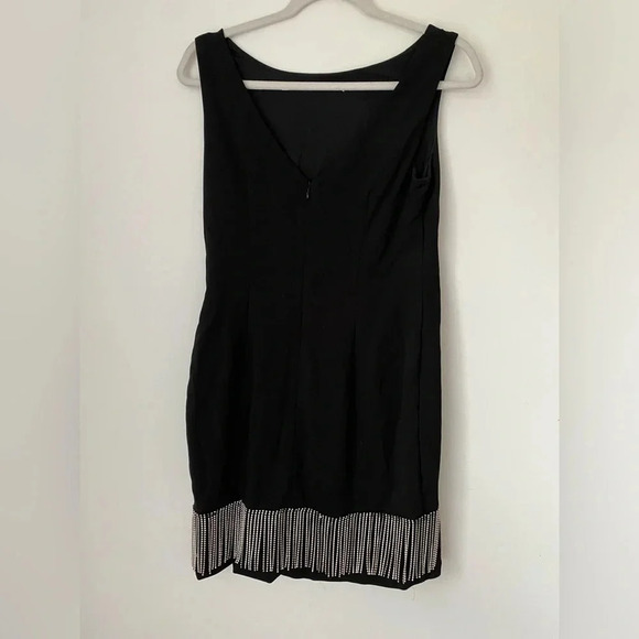Eliza J Dress Women’s 2 Rhinestone Trimmed Fringe Embellished Black Mini - Picture 7 of 12